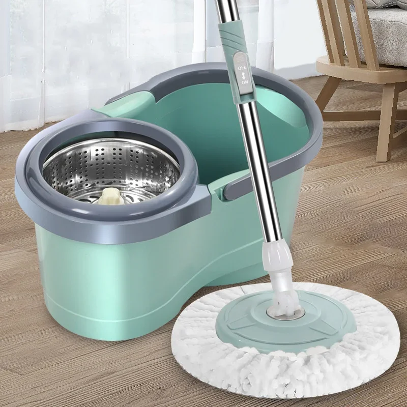 

Floor Wooden Microfiber Hand Mop Bucket Cleaning Automatic Pads With Free Spin Magic Household