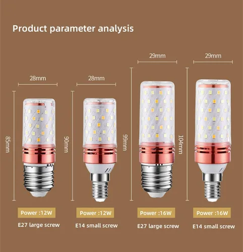 LED 캔들 홀더 전구, E27, E14, 12W, 16W, SMD2835, 220V, 230v, 에너지 절약, 따뜻한 흰색, 3000K, 차가운 흰색, 6500K, LED 옥수수 조명 3
