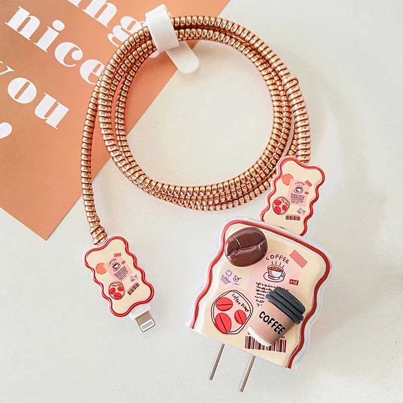 New Cute Charger Cable Protector For IPhone 15 14 13 12 18W 20W Original Charger Data Line Spiral Winder Protective Sleever