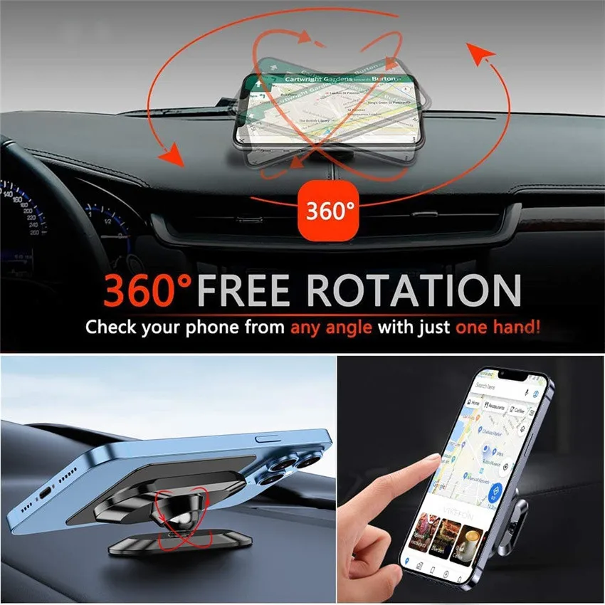 Metal Strong Magnetic Phone Holder 360 Rotating Car Phone Holder Stand Zinc Alloy Magnet Car in Support GPS Mount Phone Holder