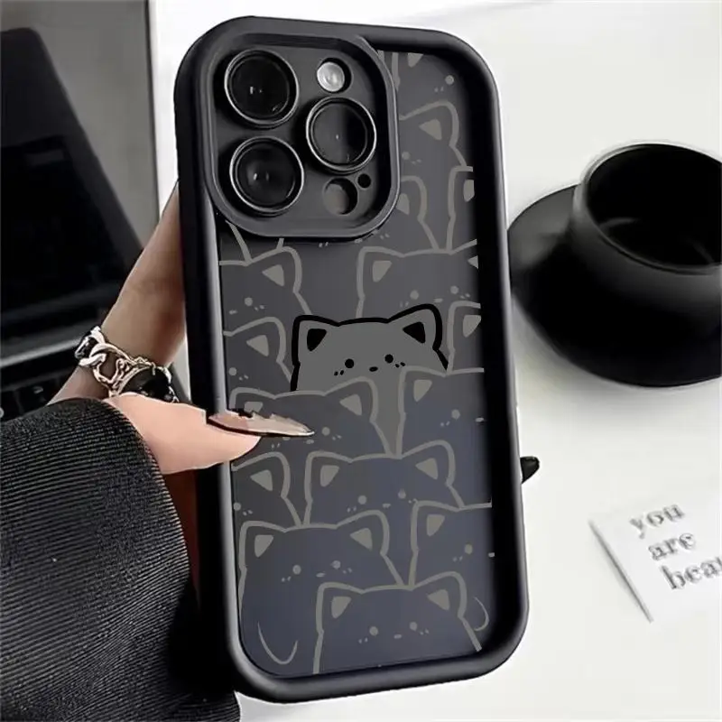 Cartoon Black Cat Silicone Phone Case Cover