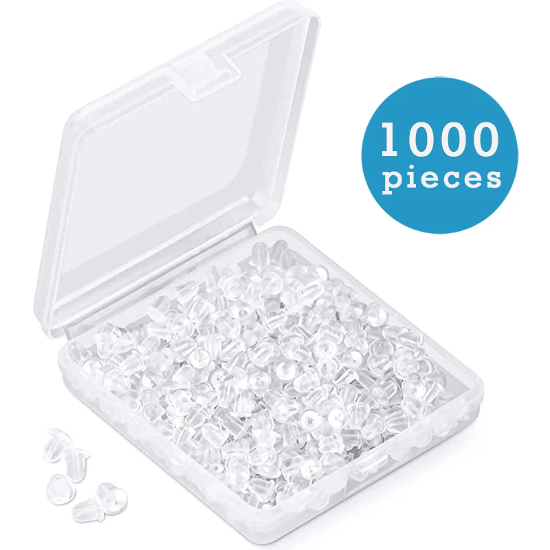 500/1000Pc Clear Soft Plastic Rubber Earring Back Stopper Plugs Finding DIY 4mm 