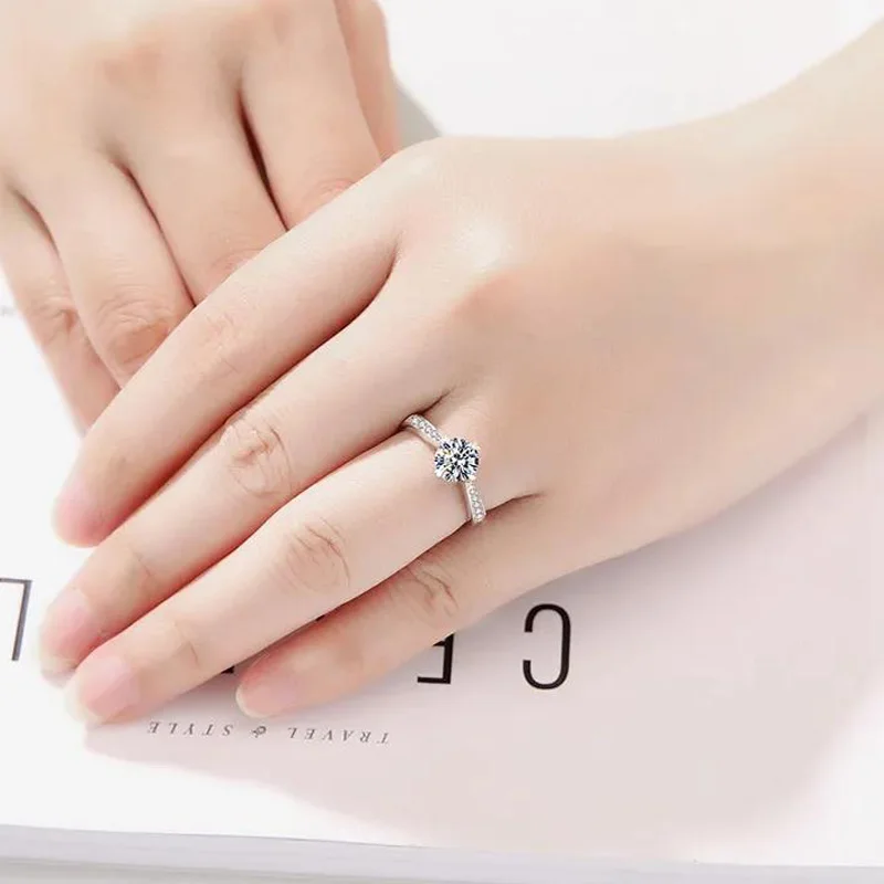 925 Sterling Silver Zircon Adjustable Engagement Rings For Women Wedding Elegant Jewelry Ladies Accessories Gifts - 3