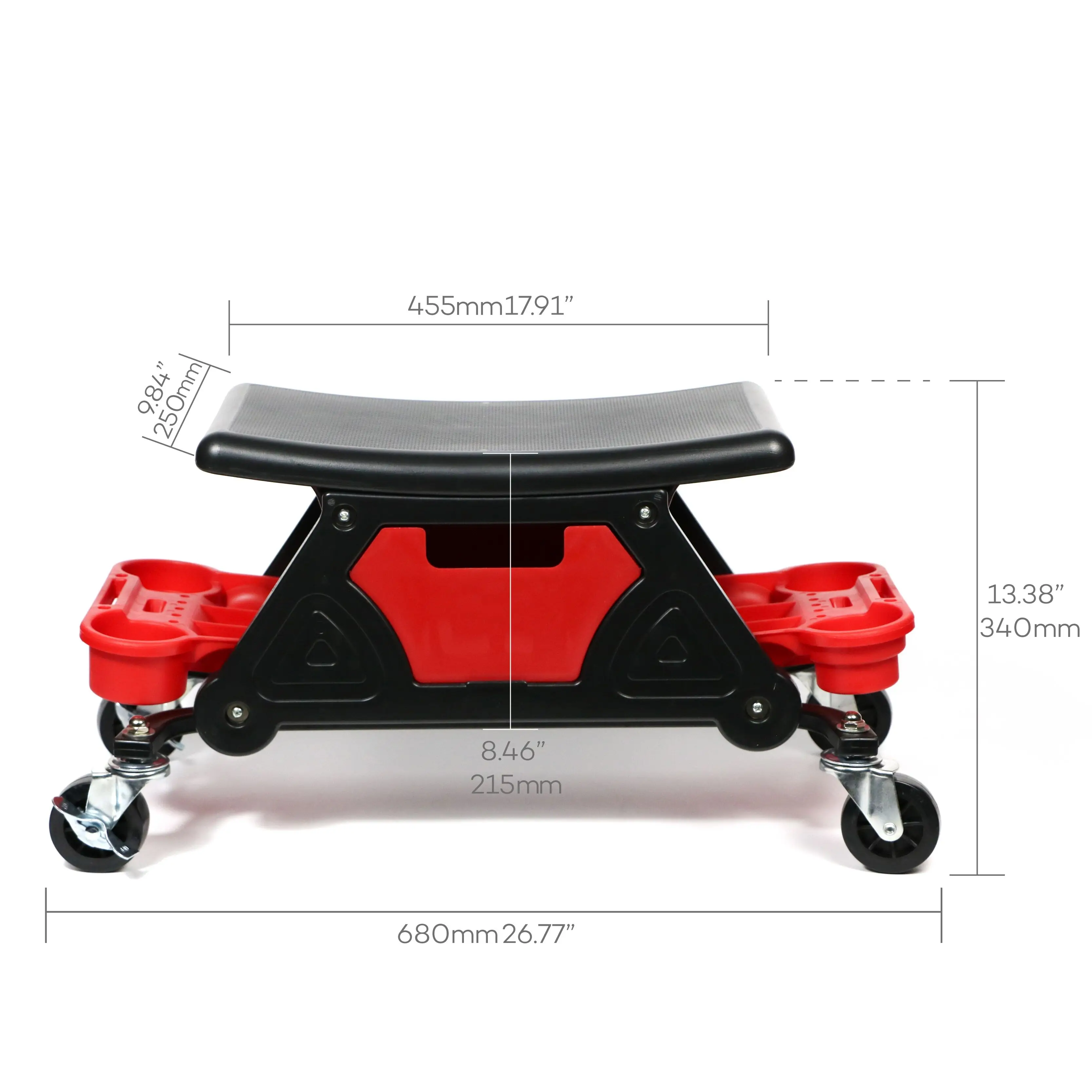 שרפרף מכונאי 300 קילו קיבולת מוסך עבור גברים, כבד מתגלגל המכניקה מושב, עם שלושה להחליק החוצה את מגשי