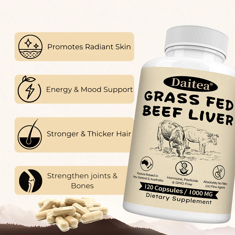 Grass-Fed Beef Liver Capsules: Supports Energy Production, Detoxification, Digestion, Immunity, and Overall Health, Non-GMO. - Image 3