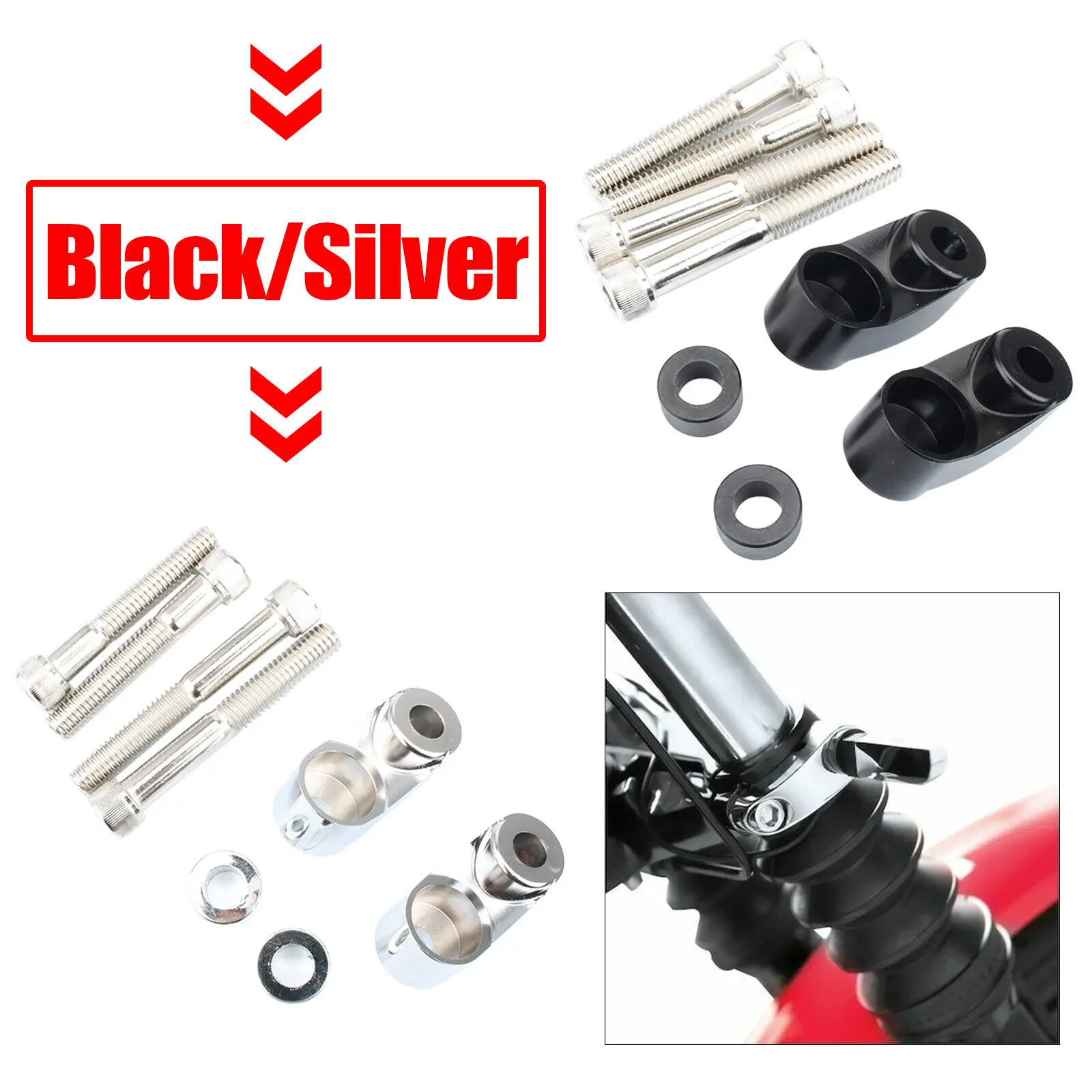 

Front Turn Signal Mount Bracket Relocation Kit Fit for Harley Dyna 39mm 49mm Silver