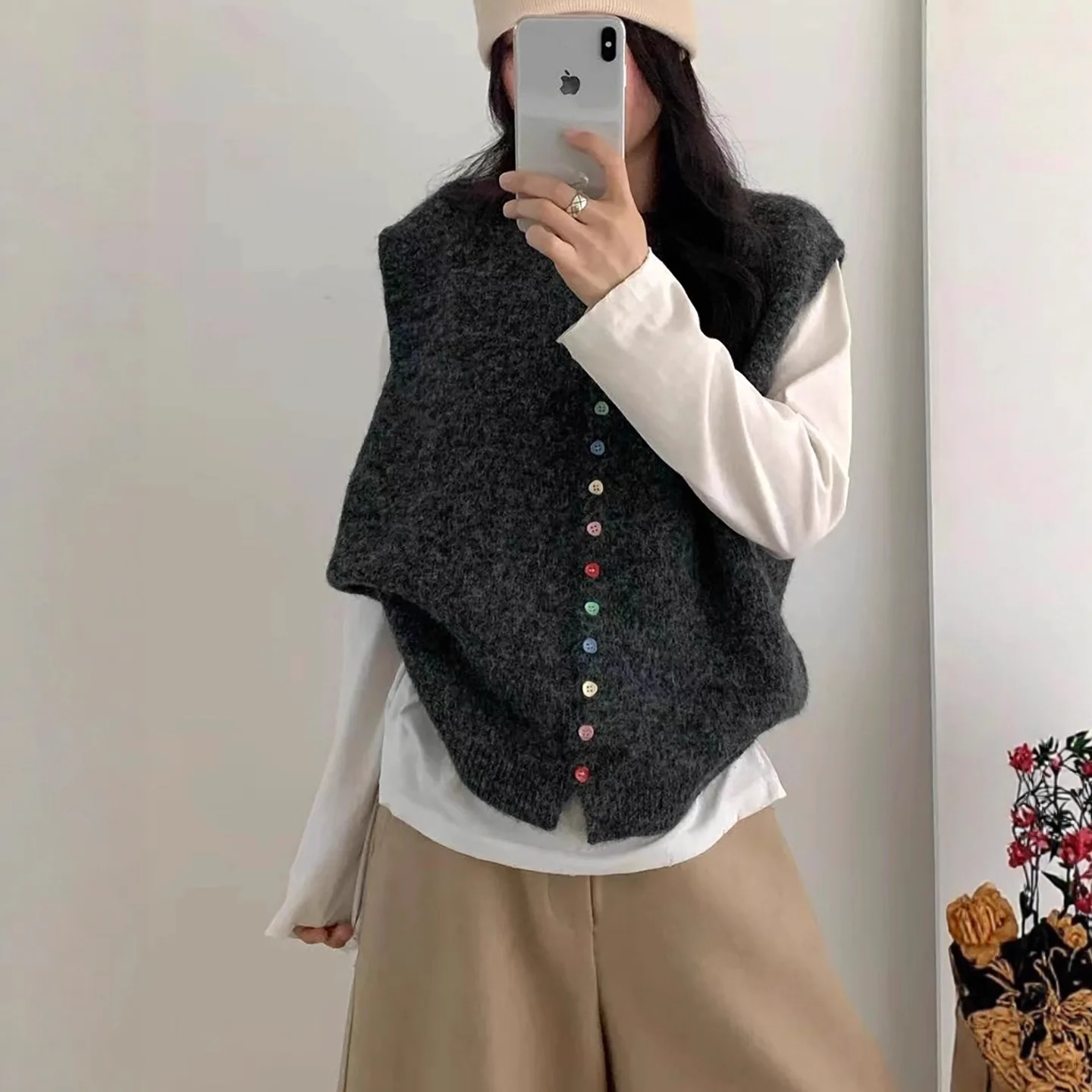Women Autumn Knitted Sweater Vest