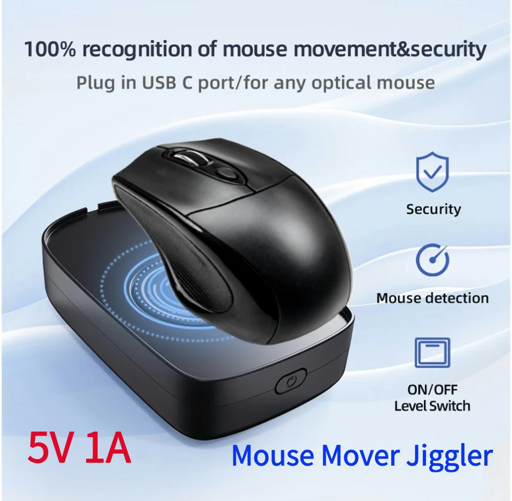 5V 1A Undetectable Mouse Jiggler Mouse Mover Wired Wireless Compatible for Computer Awakening for Keeps PC Active mouse mover