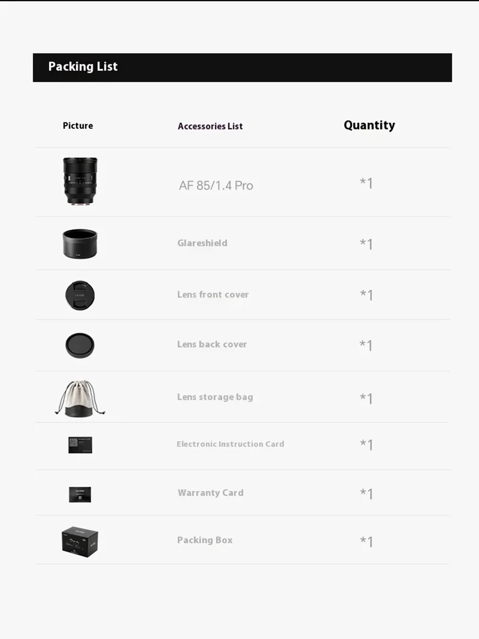 85mm F1.4 PRO Auto Focus Large Aperture Full frame Portrait Lens for Sony zve10