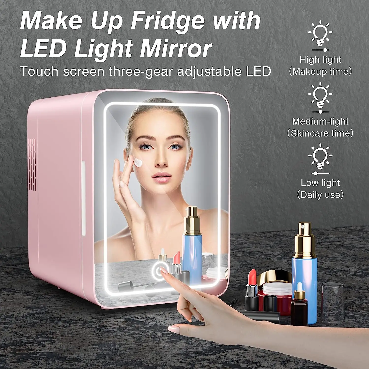 Custom Portable Small Pink White Makeup Cosmetology Refrigerator 4l Mini  Skin Care Frigo Cosmetic Beauty Fridge With Mirror