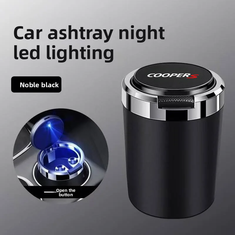 자동차 재떨이 담배 재 홀드 컵 LED 조명 자동차 재떨이 미니 쿠퍼 JCW R55 R56 R60 R61 F54 F55 F60 액세서리