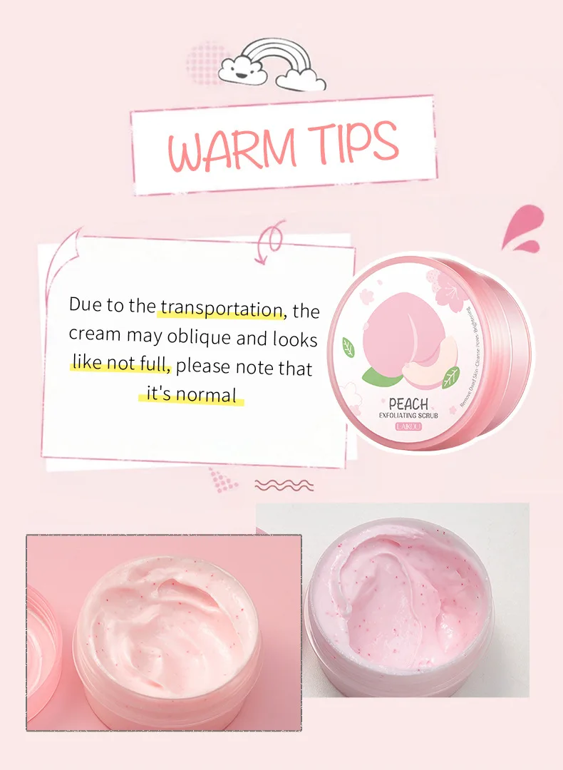 LAIKOU Peach Exfoliating Peeling Gel Facial Scrub Moisturizing Nourishing Repair Scrub Cleansing Face Cream Skin Care