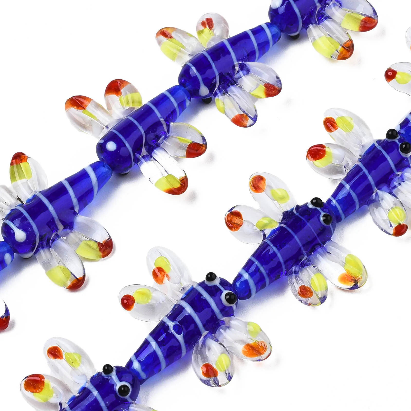 20Pcs/Strand Autumn Theme Handmade Lampwork Beads Colorful Dragonfly Spacer Beads For Bracelet Jewelry Making Supplies 21x29x7mm