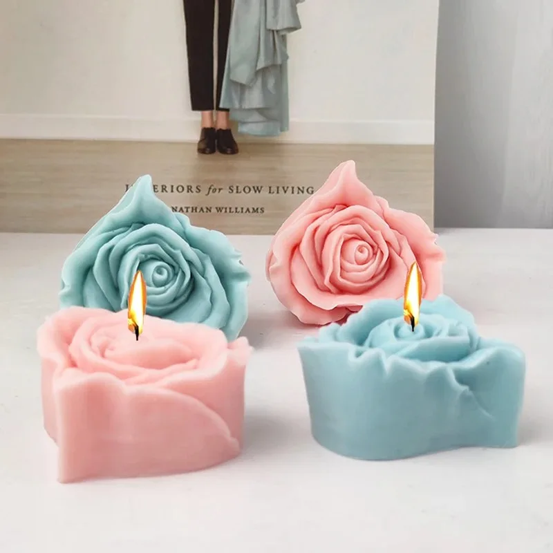 3D Heart Flower Silicone Candle Mold Diy Love Flower Soap Gypsum Crafts Resin Casting Molds Handmade Chocolate Cake Baking Tools