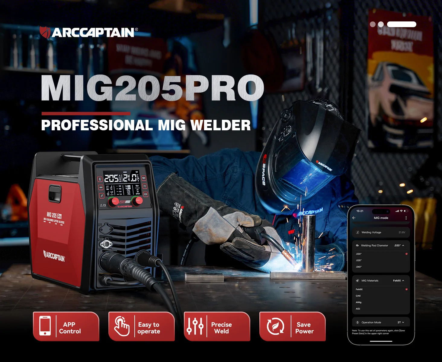 Máquina de Soldadura MIG 6 en 1 | 205A, 230V con Control App