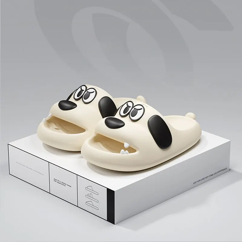 Feslishoet Catroon Dog Thick Slippers Soled Non Slip Slides Bathroom Summer Comfy Shoes Indoor and Outdoor 4
