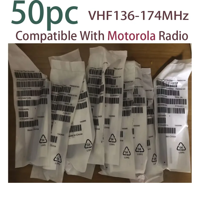 50pc VHF Antenna for Motorola Radios Walkie Talkies GP88 GP88S GP328 GP338 GP338 PLUS 6Inch 136-174 MHz
