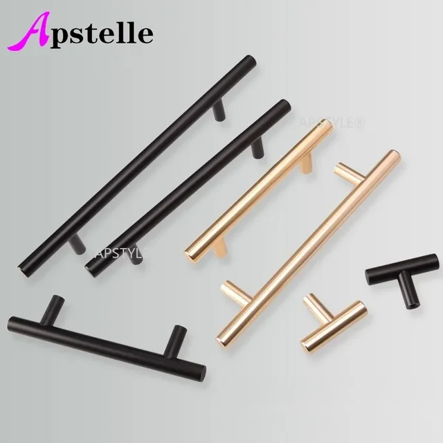 Apstelle สีดํา Golden ตู้จับแปรงสแตนเลสสตีลตู้ประตู KNOB เฟอร์นิเจอร์ลิ้นชักดึงบาร์ Handle 3