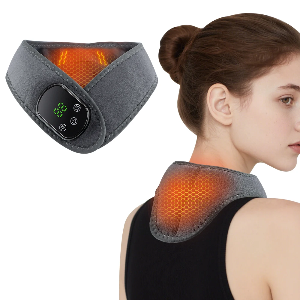 Grey Neoprene Electric Neck Heating Pad for Relief