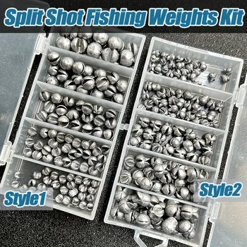 60/120pcs Fishing Weights Kit,Premium Split Shot Sinkers with 5 Versatile Sizes, Round Removable Design, Perfect for Freshwater 2
