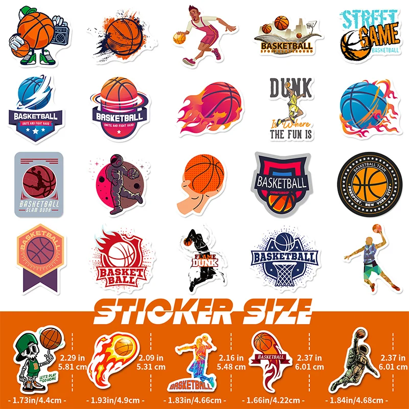 Basketball stickers 50pcs For Water Cup Computer Phone Luggage