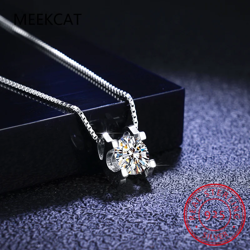 Moissanite Necklace Real Moissanite Square Pendant Necklace D Color VVS1 Lab Diamonds 925 Sterling Silver for Women Wedding Fine Jewelry PE032