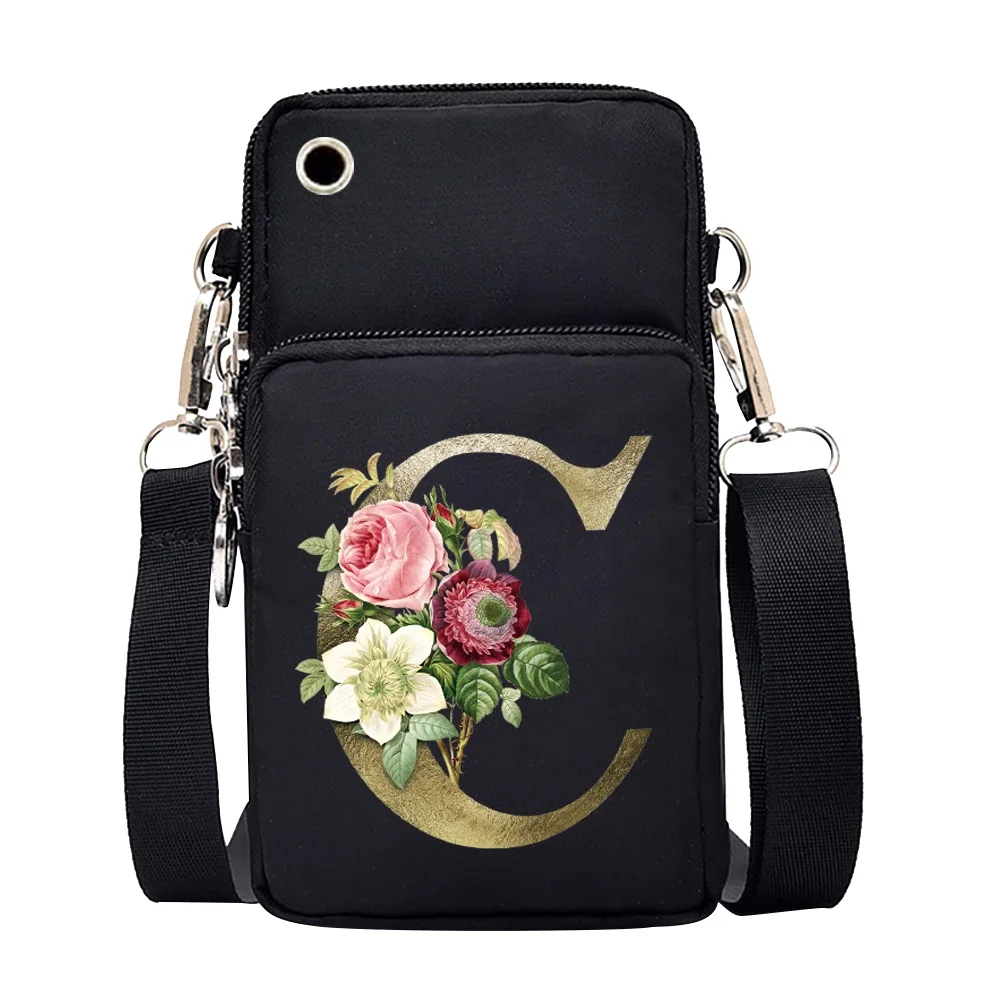 Unisex Mobile Phone Case Bags for Huawei Xiaomi iPhone Shoulder Satchels Women Pouch Golden-flower 26 Letters Series Wrist Pack Unisex Mobile Phone Case Bags for Huawei Xiaomi iPhone Shoulder Satchels Women Pouch Golden-flower 26 Letters Series Wrist Pack