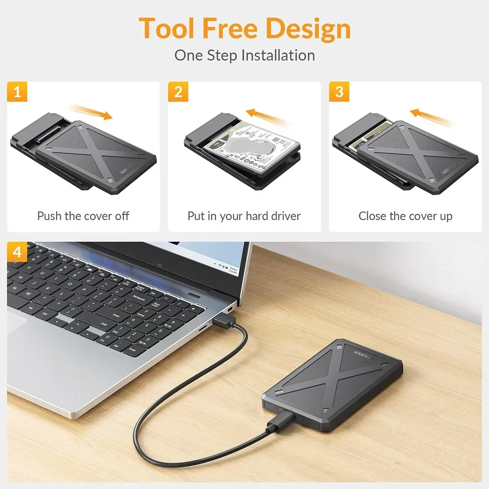 2.5 inch SATA HDD Enclosure USB 3.1 Type C External Hard Drive Case 6Gbps SATA SSD Disk Storage Case for 7-9mm SSD HDD