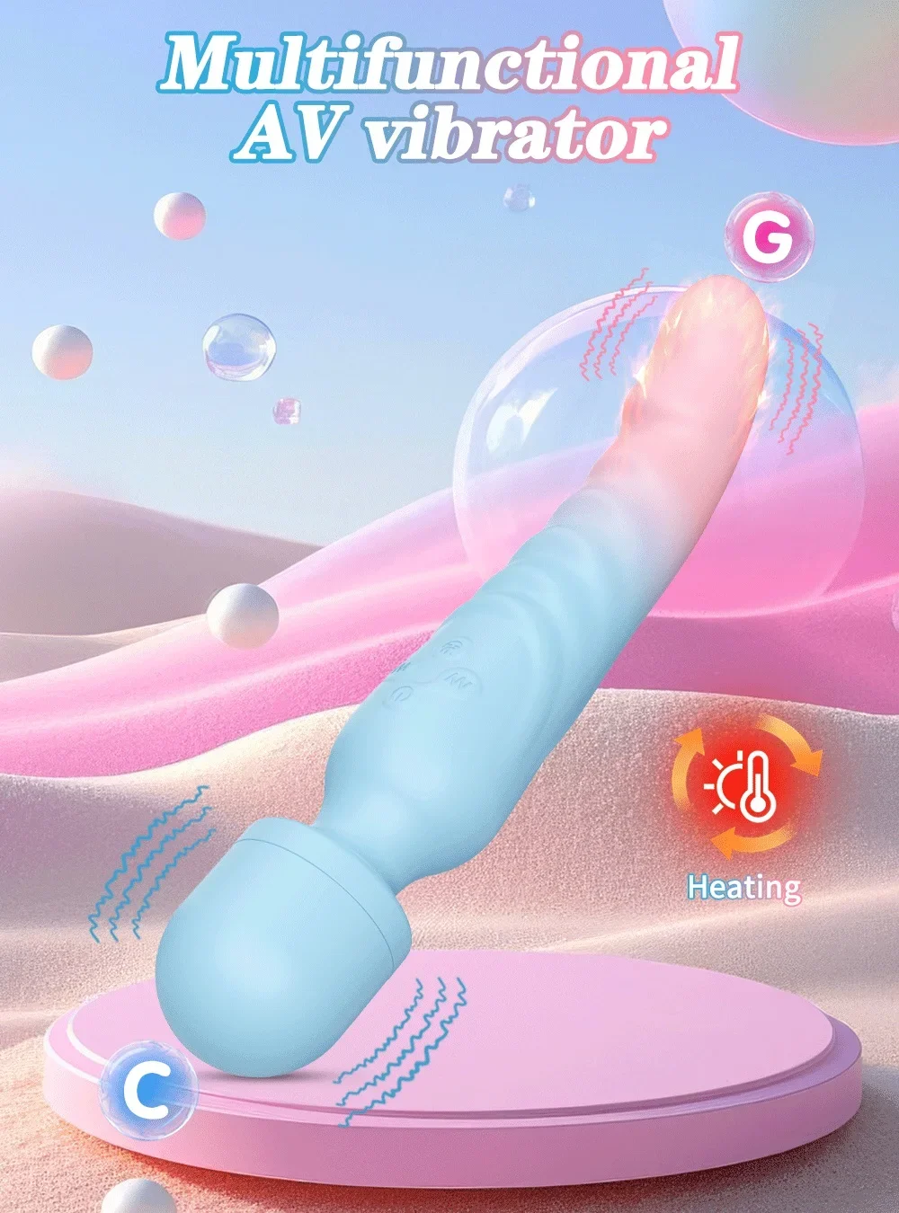 HeartCaptor G-Spot Vibrator Clitoral Stimulator Silicone Heating Wand Massager for Women Couples - Details 3