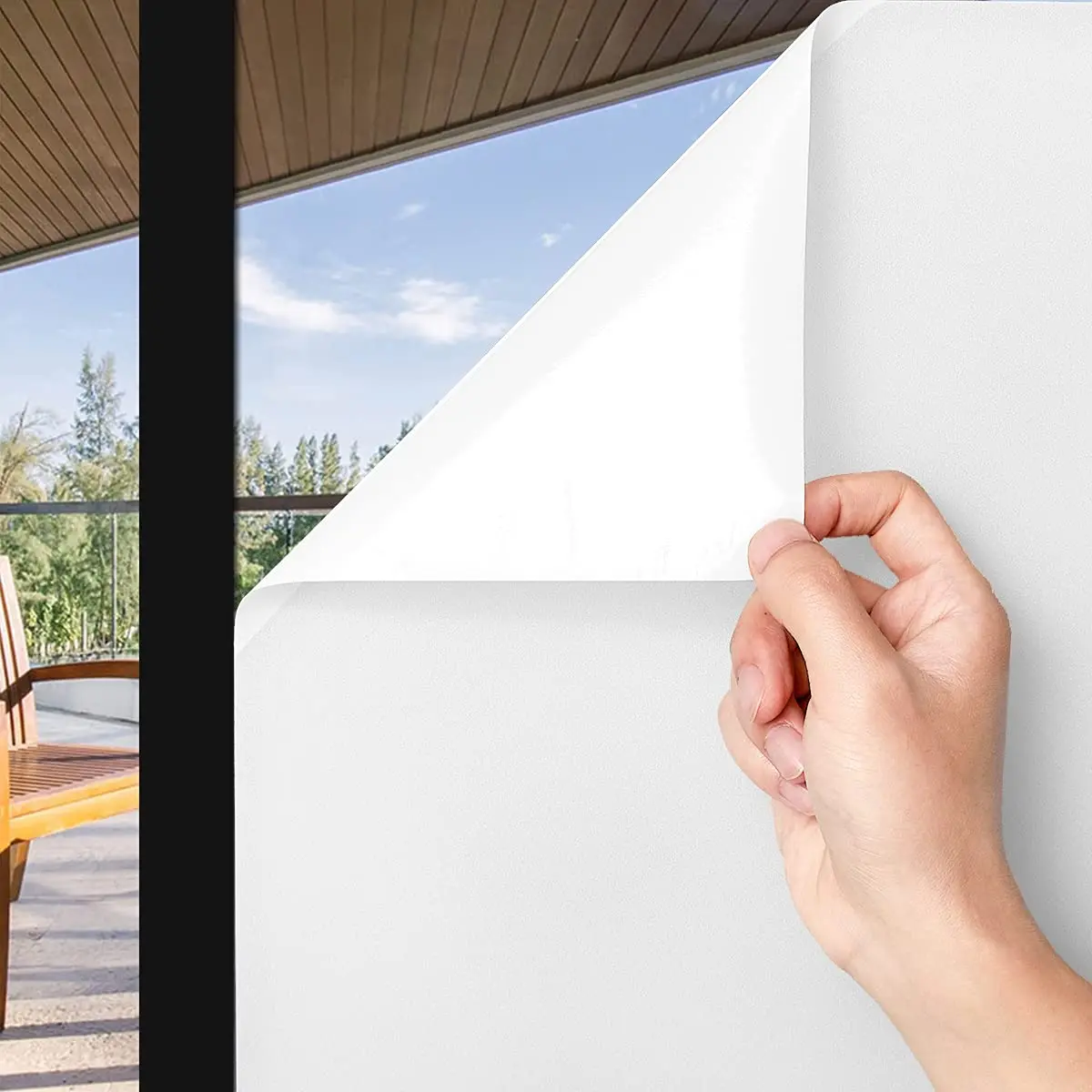 Frosted Window Privacy Film Non Adhesive Reusable Window Glass Films Heat Control Self Static