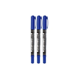 Dual Tip Waterproof Permanent Marker Set - Black, Blue, Red (3 - Pack) (Blue - 3pcs)