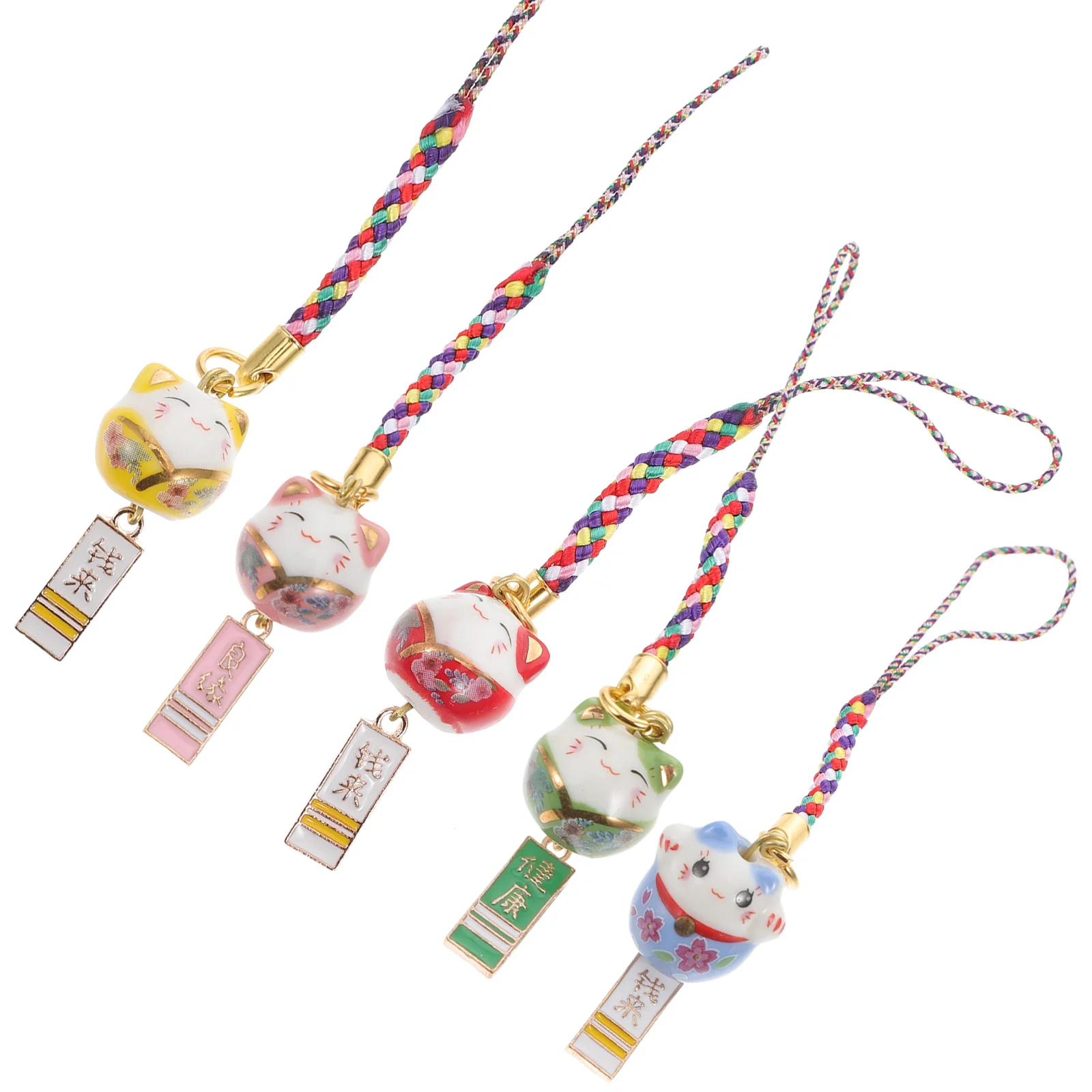 

Kitten Gifts Lucky Cat Keychains Pendant Japanese Maneki Neko Fortune Pendants Ceramic Beckoning Cat Phone Charm