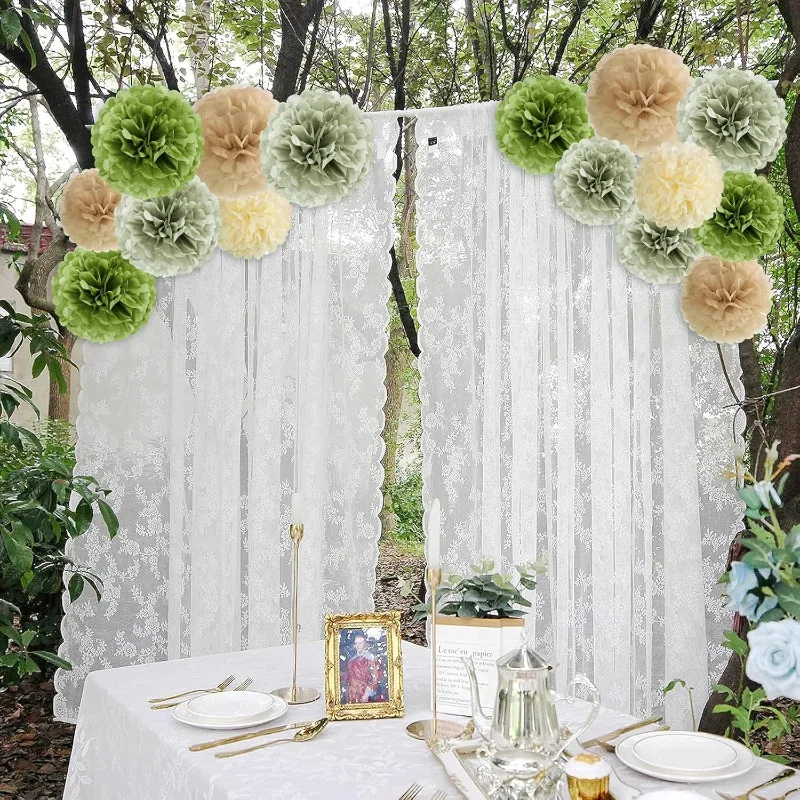 Olive Green Tissue Paper Pom Poms 4