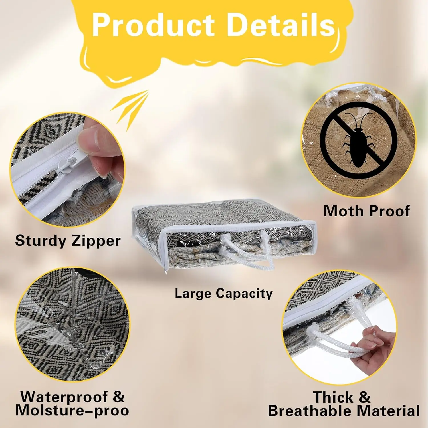 Transparent Quilt Clothing Storage Bag Large Capacity Foldable Quilt Storage Bag Moisture-proof and Dust-proof Storage Bag 4