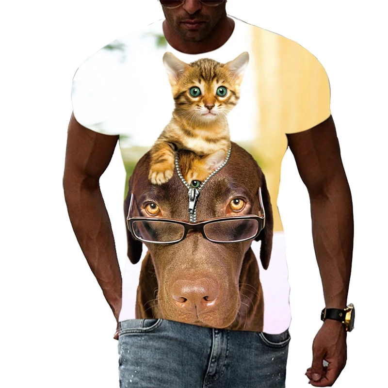 

Summer Trend Men's T-shirt HD 3D Printing Personality Funny Dog Creative Animal Fashion O-neck Casual Sports Oversized T-shirt