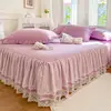 Elegant Lace Bed Sheet Skirt Queen/King Size Girls Bed Cover Solid Color Bedspread Non-slip Mattress Cover Pillowcase Need Order 6