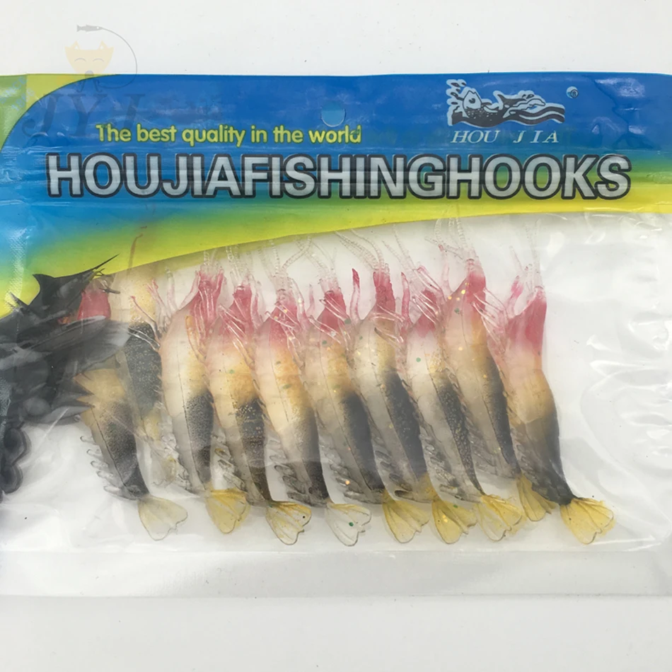 10 개/몫 8cm 2g 소프트 낚시 미끼 새우 미끼 낚시 미끼 소프트 새우 미끼 빛나는 글로우 새우 미끼