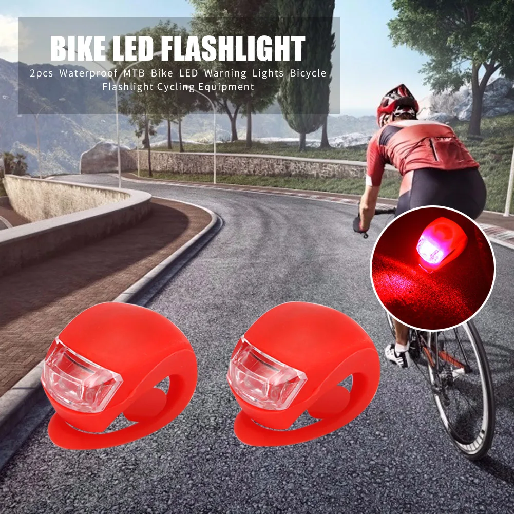  Malker Juego de luces LED de silicona delanteras y traseras  para bicicleta, faros delanteros y traseros, impermeables y de seguridad  para carretera, luces de bicicleta de montaña, baterías incluidas (2  unidades