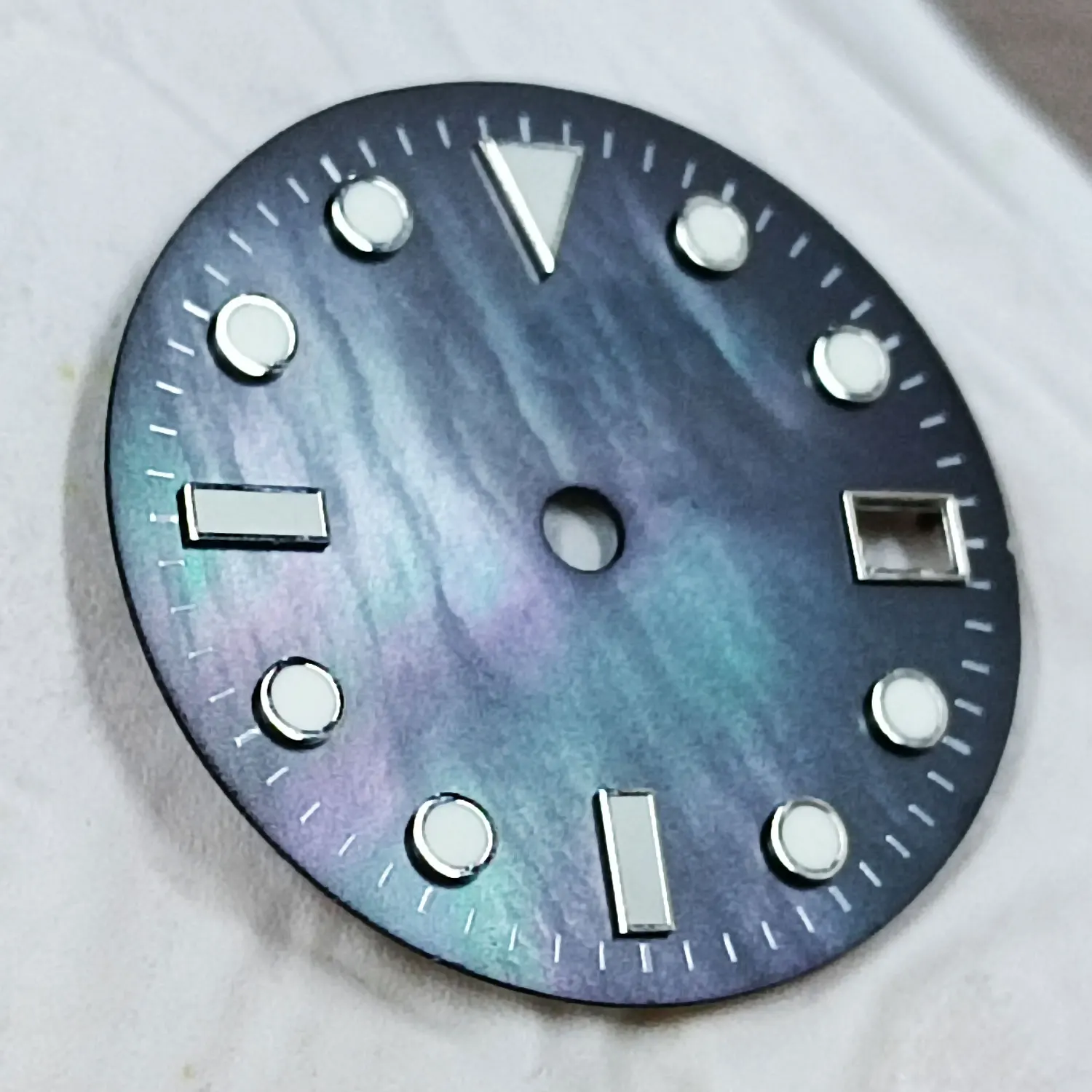 Elegant Luminous Green Shellac Watch Face Accessory with Customizable Logo