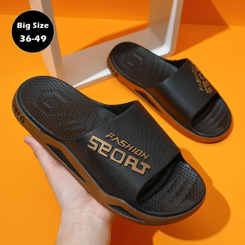 

Big Size Men 2023 New Slides Summer Luxury Sandals Women Outside Flip Flops Casual Beach Breathable Shoes Couples Home Slippers