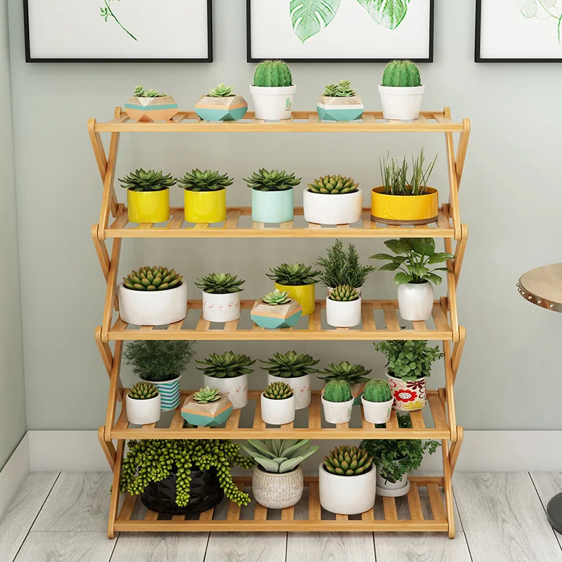 Multi-Layer Plant Rack for Indoor Living Room Flower Pot Rack Green Pineapple Succulent Balcony Decoration Storage Bamboo