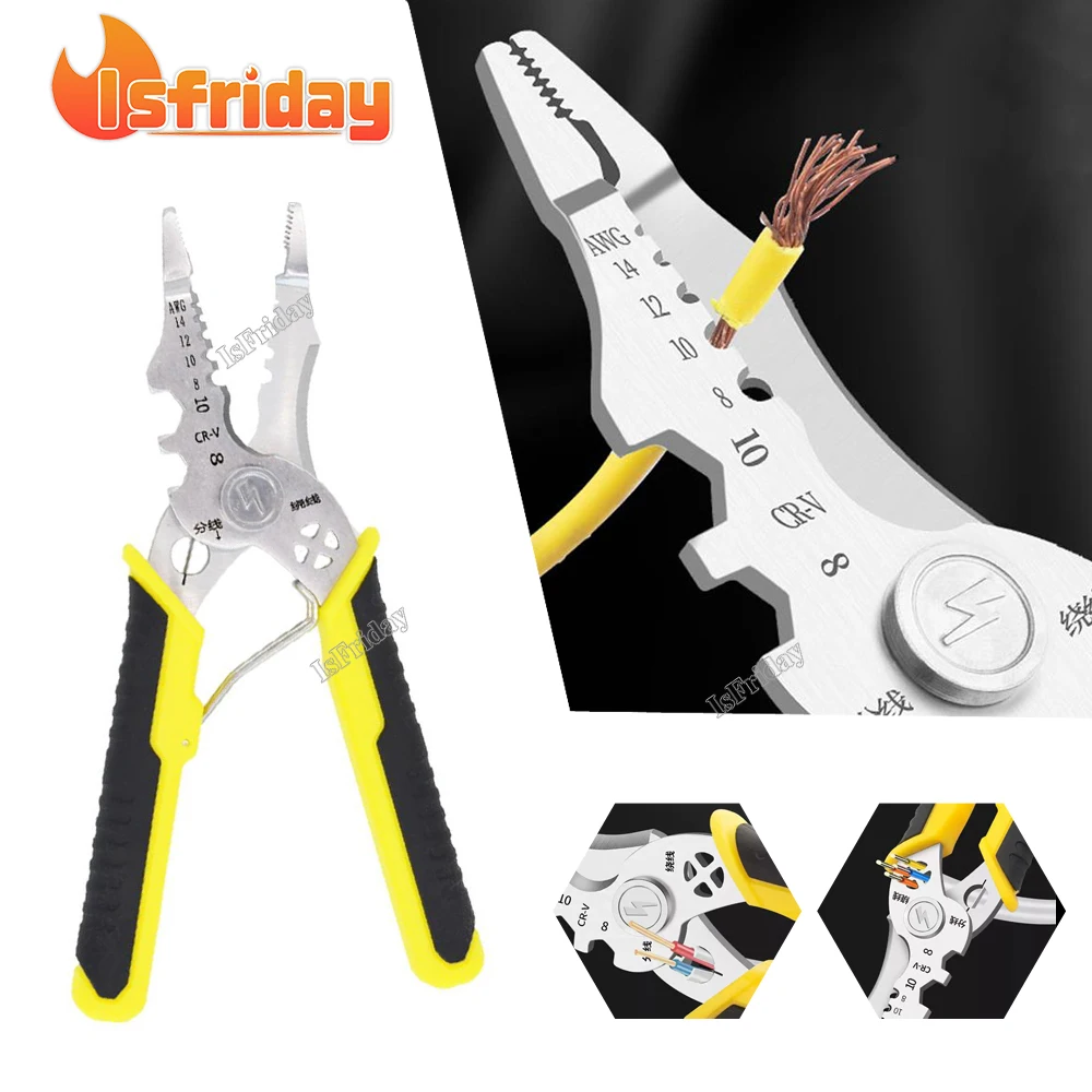 

Stripping Crimping Pliers Wire Stripper Multi Functional Ring Crimpper Electrician Peeling Network Cable Stripper Tools Dropship