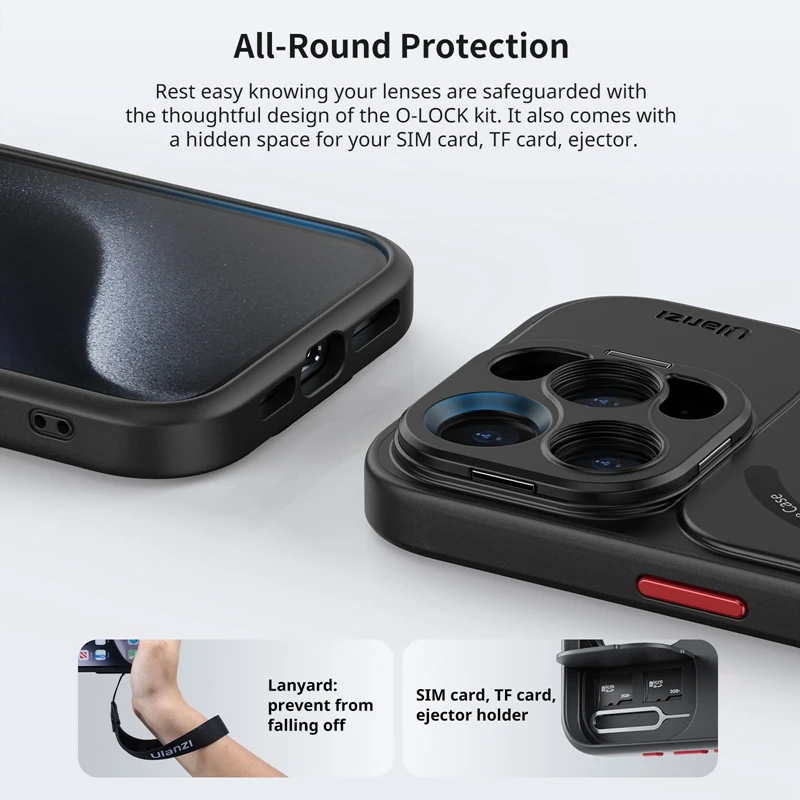 Ulanzi O-LOCK 퀵 릴리스 휴대폰 케이스, 아이폰 15 프로, 프로 맥스, 맥세이프 폰 케이스, 사이클링, 셀카용 휴대폰 마운트