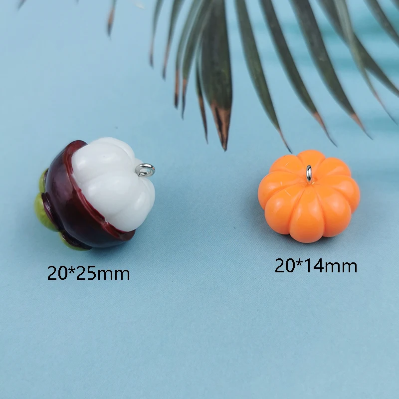 Mangosteen-encantos de resina halloween, 3d pingente de abóbora cabochão para brincos, chaveiro, decoração diy, acessórios jóias, 10pcs