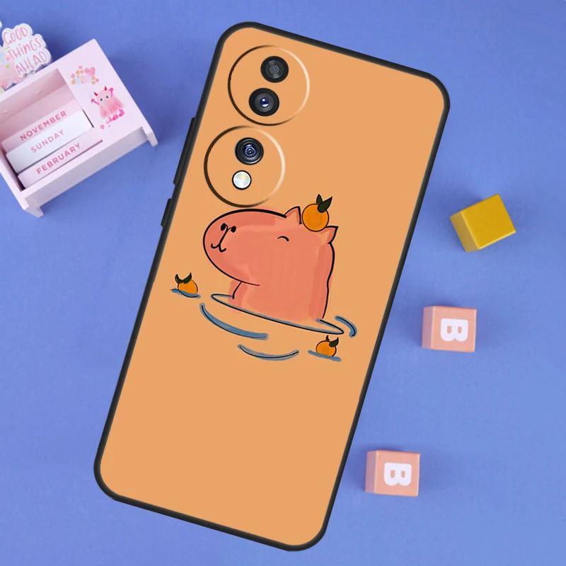 Luxurious Capybara Spa Protective Case for Various Honor Smartphones