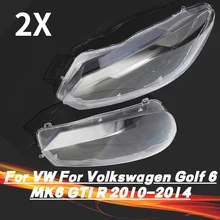 

2X Car Lampshade Clear Front Headlight Headlamp Lenses Cover Dust Shell Plastic For VW For Volkswagen Golf 6 MK6 GTI R 2010-2014