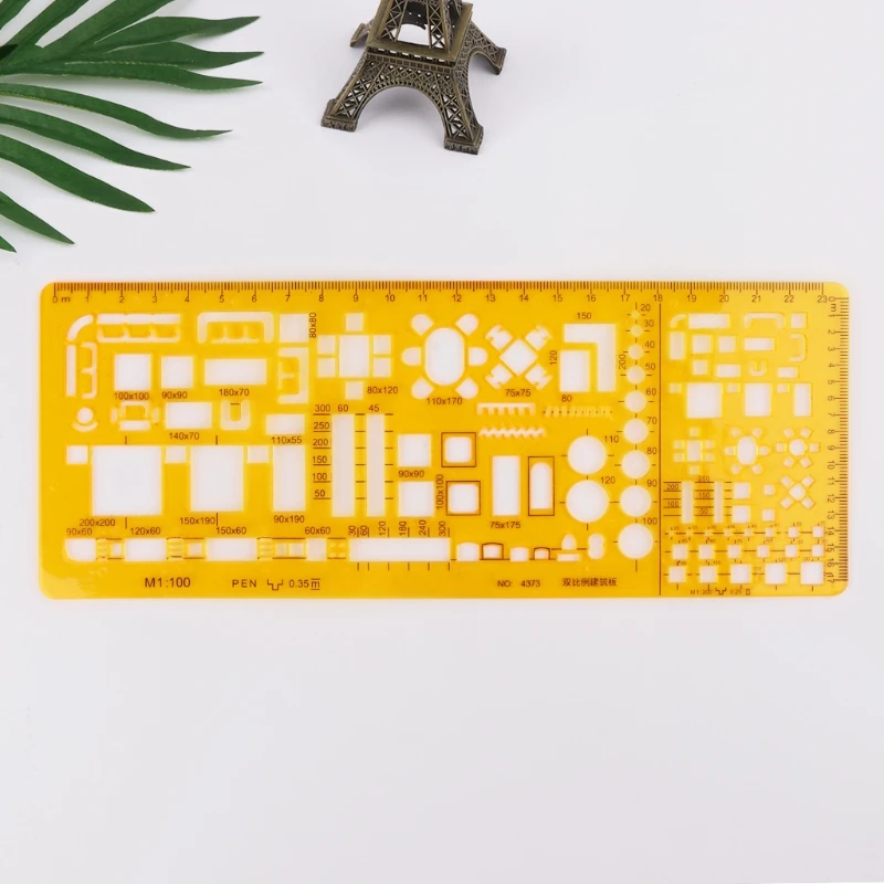 Professional Architectural Template Ruler Drawings Stencil Measuring Tool Supply J60A