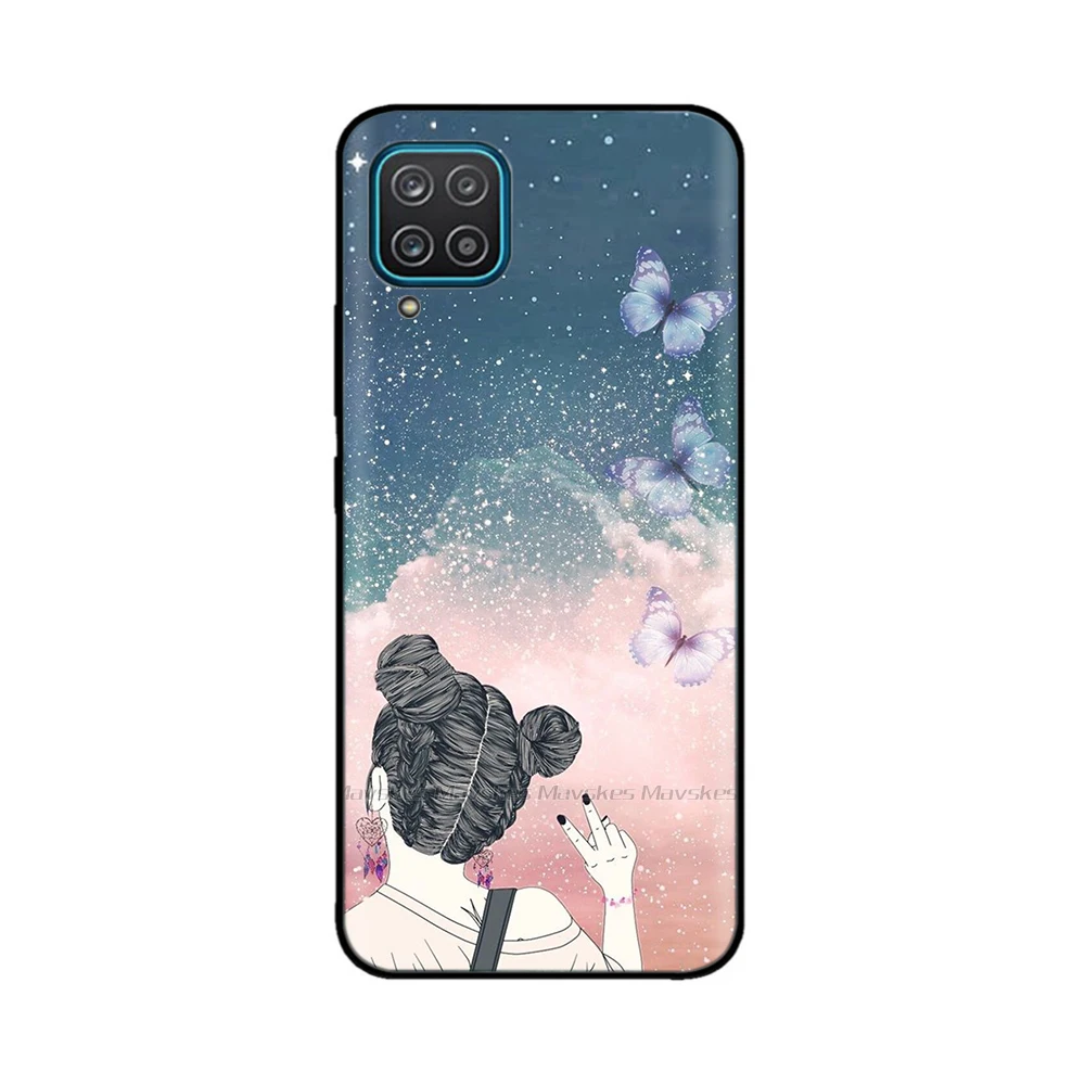 thumbnail image 1 of For Samsung Galaxy A12 M12 F12 Case 2021 Flower Painted Silicone Protect Cover For SamsungA12 A 12 M 12 SM-M127F Fundas Bumper, 1 of 5