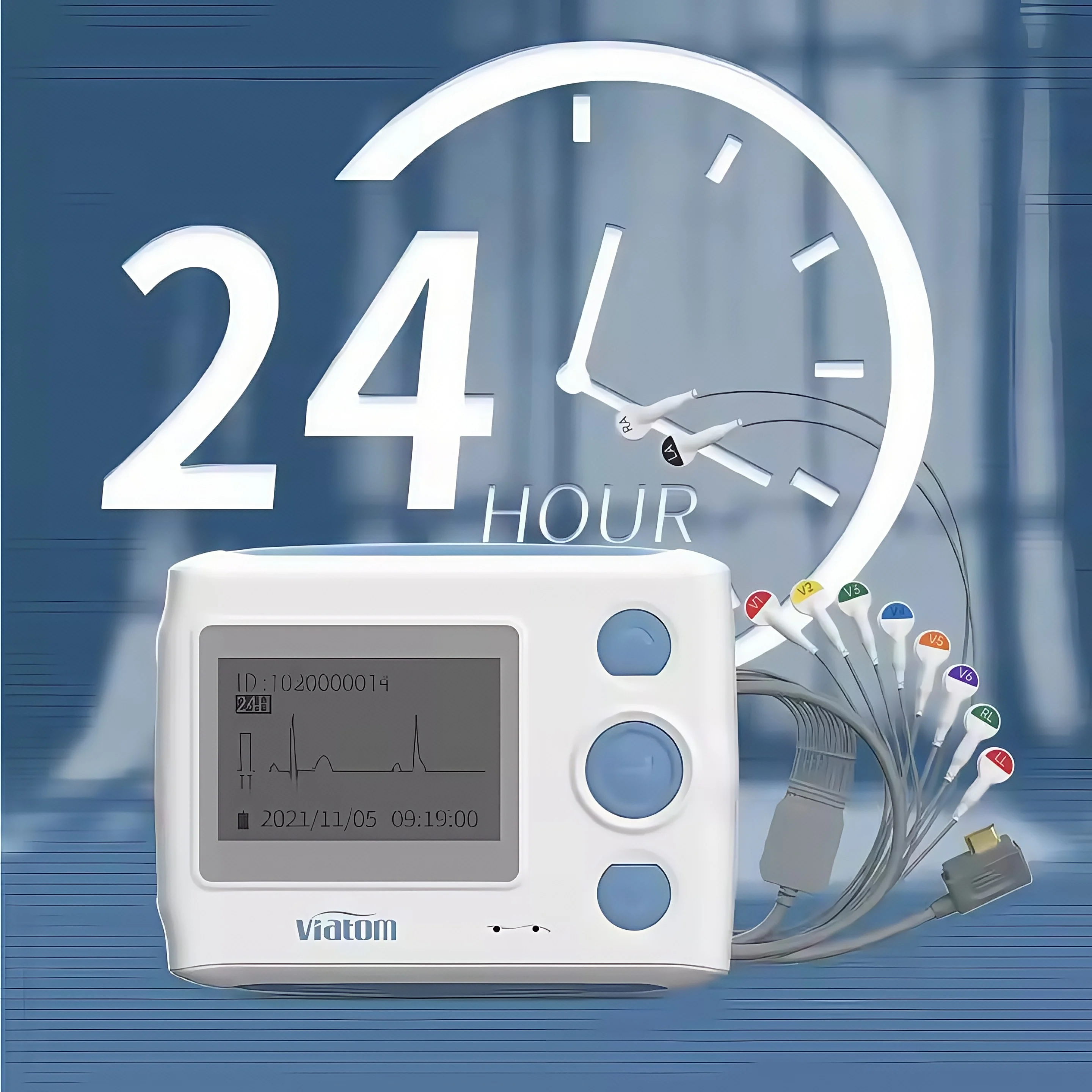 Bluetooth electrocardiogram monitor 12 lead dynamic electrocardiogram 24-hour monitoring heart data storage ma