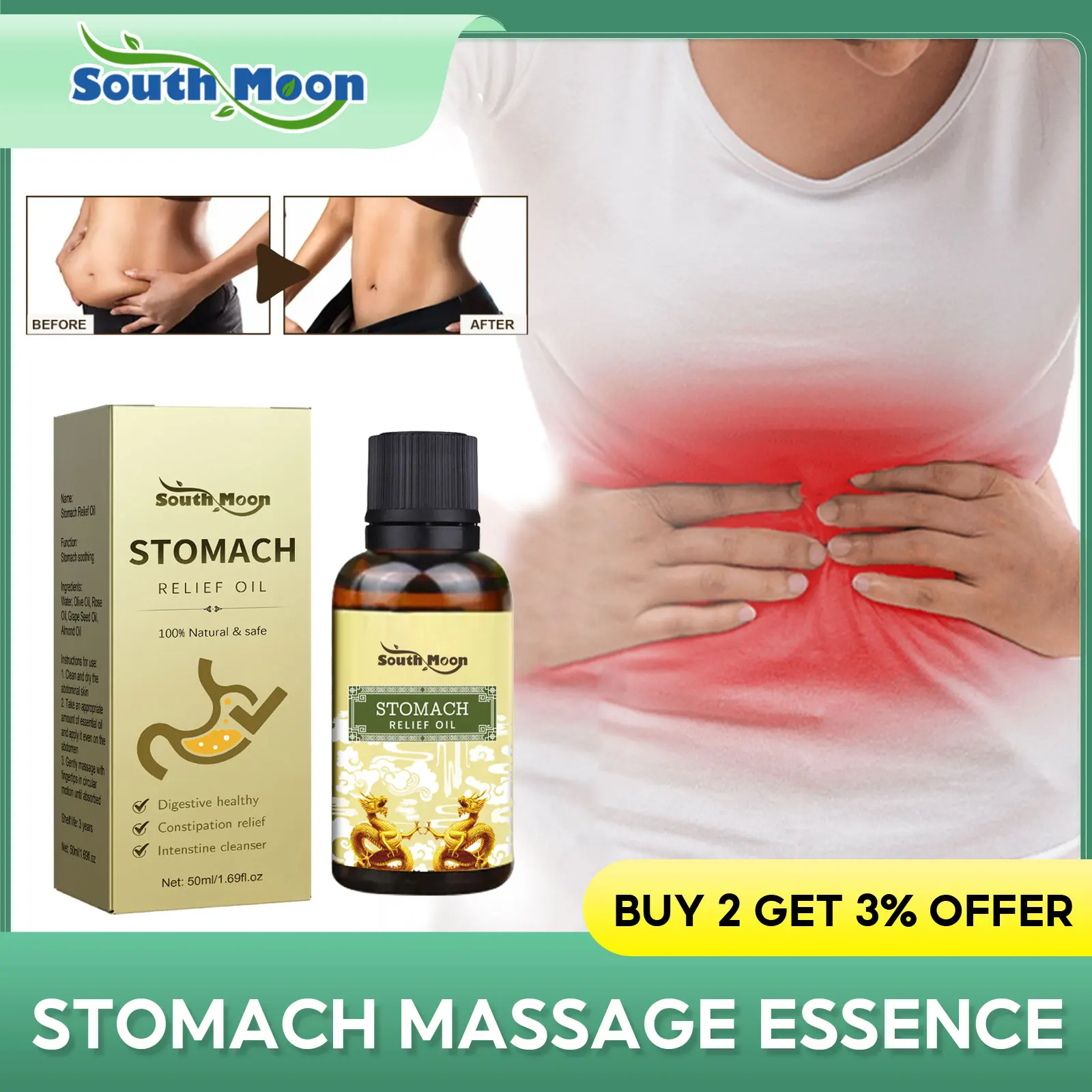 Gastric Indigestion Essnece Oil Gastric Ulcer Gastritis Pain Relief